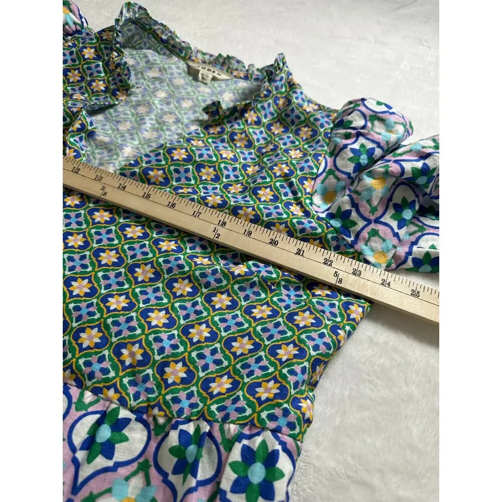 Boden Blue & Green Patterned Midi Dress - Picture 6 of 7
